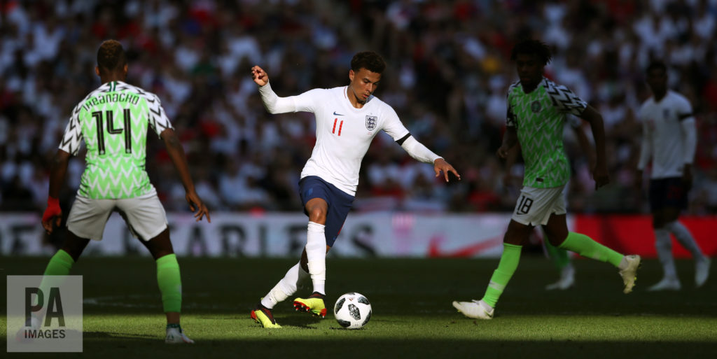 England's Dele Alli (centre) during the International Friendly match at Wembley Stadium, London.
