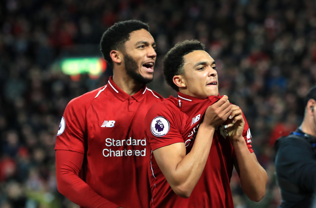 Liverpool’s Joe Gomez (left) will miss the festive fixtures after sustaining a lower left leg fracture in a recent match against Burnley. PA 