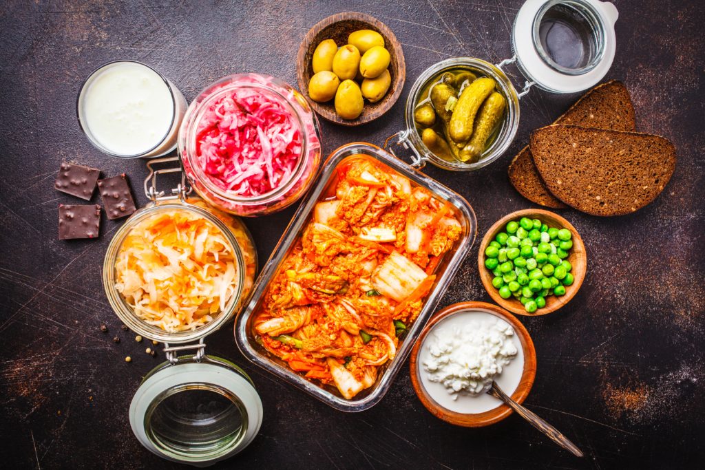 Fermented foods such as yogurt, kimchi, and sauerkraut, are all popular sources of probiotics.