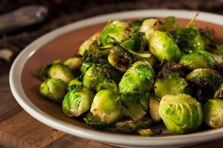 Homemade roasted brusselsprouts salt pepper