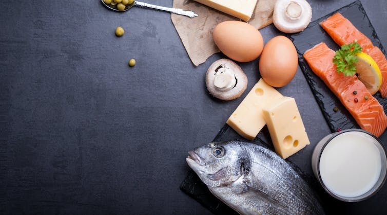 Vitamin D3 is found in fish, cheese, and eggs.